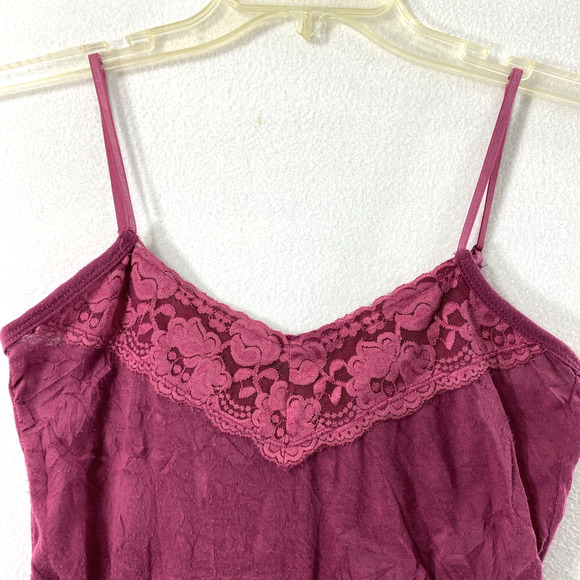 Womens Crinkle Cami Top Size Small Dark Pink Lace Fairy Coquette Whimsigoth Tank - Picture 3 of 9